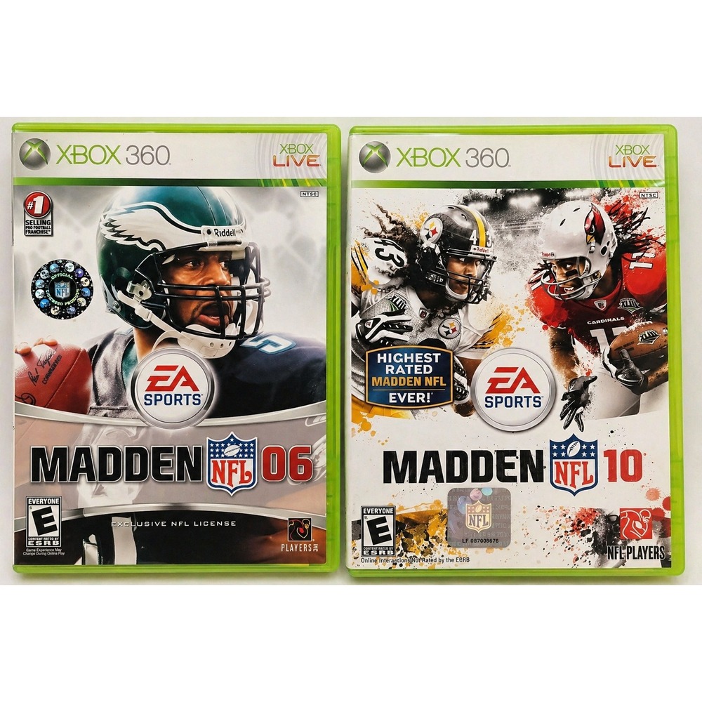 EA Sports Madden NFL 06 & Madden NFL 10 Xbox 360 Video Game Lot Sports Bundle